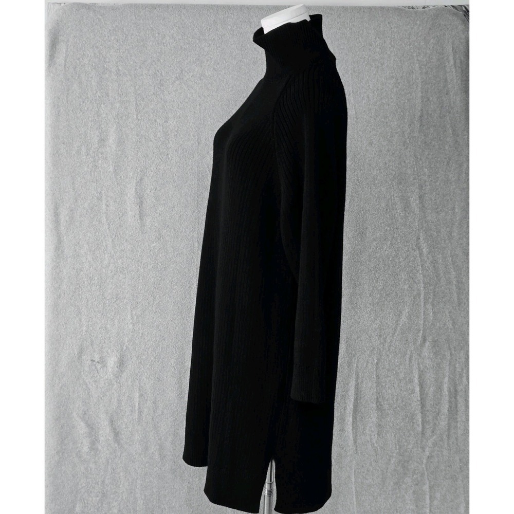 Emerson Fry Sweater Dress Womens Small Black Ribbed Knit Turtleneck Stretch
